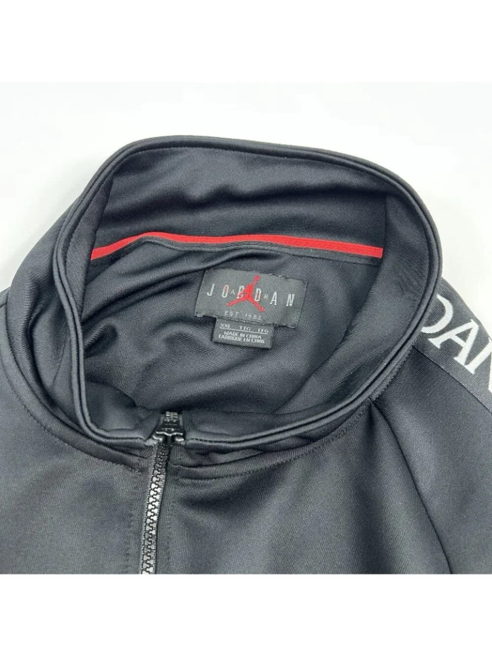 Y2K NIKE Air Jordan Jacket Men's Xxl Black Logo Tape Full Zip Warmup